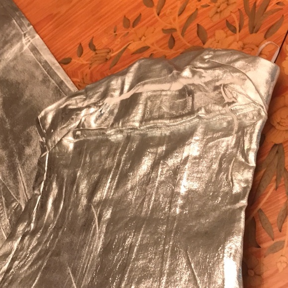 Zara The Fitted Denim bodycon silver midi dress sz.XS - Picture 16 of 16